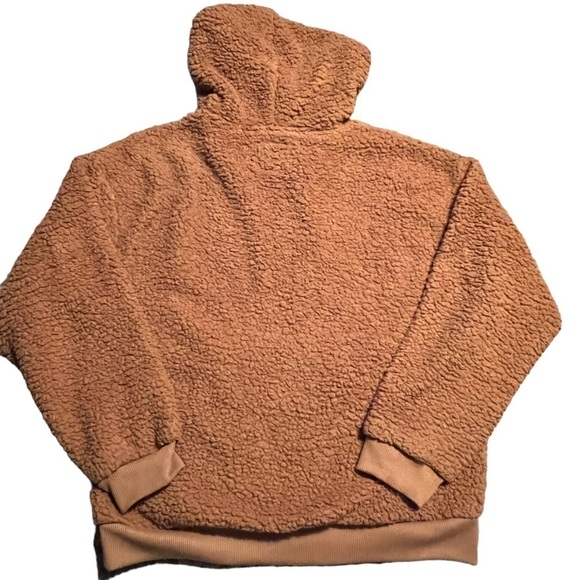 American Eagle Brown Sherpa Hoodie Size Medium - Picture 8 of 9